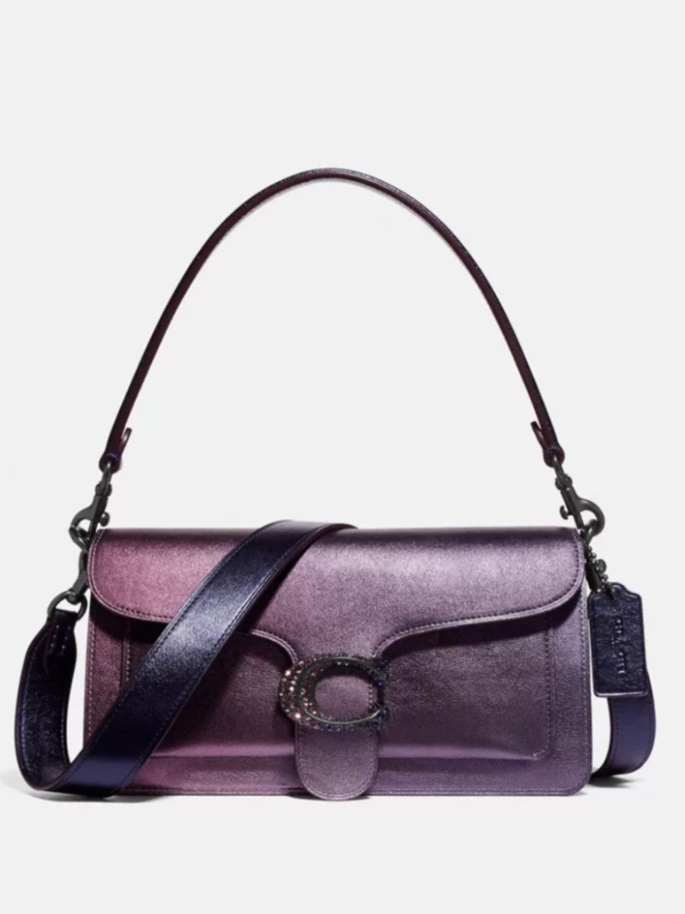 Coach Women's metallic ombré blue purple pink Crossbody Bag